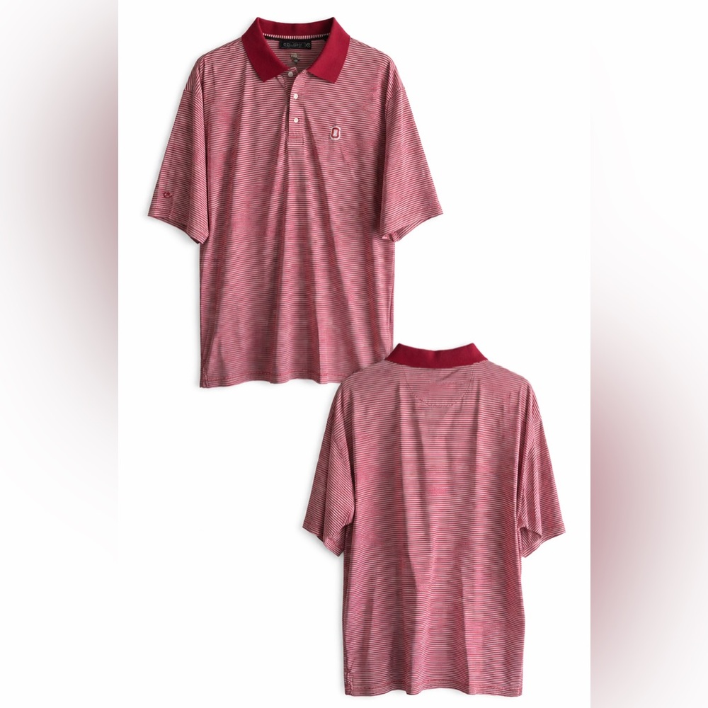 Men’s Red Striped Polo Shirt Ohio State 🏈